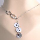Infinity & Three Initial Necklace Wth Gift Box Custom Card Family Gift Necklace