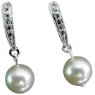 Lustrous 10mm White Pearl Wedding Purpose Earrings Bridesmaid Flower Girl Gift
