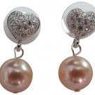 Heart Surgical Post Earrings Peach Pearl