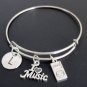 Music Bangle Bracelet,Music Lover Gift,I love music bangle Personalized Music Je