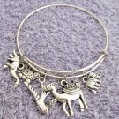 Animal Zoo Bracelet, Zoo theme Bangle, Mixed Animal Charm Expandable Bracelet