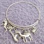 Animal Zoo Bracelet, Zoo theme Bangle, Mixed Animal Charm Expandable Bracelet