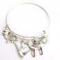 Animal Zoo Bracelet, Zoo theme Bangle, Mixed Animal Charm Expandable Bracelet