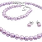 Gorgeous Smashing Stylish Pearls Jewelry Set Complete Set in Purple Color