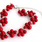 Red Pearl Twisted Bracelet Wtih Rhinestone Bridesmaid Flower Girl Bracelet Weddi