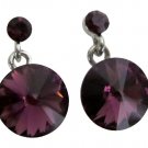 Amethyst Purple Color Round Stud Earrings Sleek Maximum Brilliance