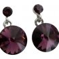 Amethyst Purple Color Round Stud Earrings Sleek Maximum Brilliance