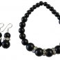Handmade Stretchable Black Pearl Bracelet Matching Earrings Gift