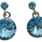 Celebrating The Power of Love Aquamarine Blue Round Crystal Earrings