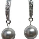 Wedding Earrings Grey Pearl with Diamante Dangling SKU:ERC 901 Diamente jewelry