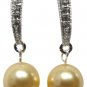 Wedding Earrings Grey Pearl with Diamante Dangling SKU:ERC 901 Diamente jewelry
