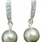 Wedding Earrings Grey Pearl with Diamante Dangling SKU:ERC 901 Diamente jewelry