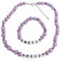 Personalized Necklace Bracelet Holiday Gift Purple Beads Flower Beads