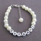 Pearl Child Name Bracelet,Bridesmaid Bracelet,Personalized Wedding Bracelet Gift