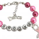 Pink Ballet Charm Dance Bracelet with Dance Charm Bracelet