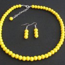 Yellow pearl necklace set Wedding,bridesmaid necklace Yellow bead jewelry set