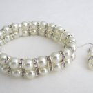 Bridal Pearl Bridesmaid Bracelet, Cuff Two Strand Wedding Jewelry, Ivory Pearl S