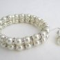 Bridal Pearl Bridesmaid Bracelet, Cuff Two Strand Wedding Jewelry, Ivory Pearl S