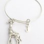 Large Silver Giraffe Bangle Bracelet,Charm Bangle Monogram Initial Bracelet