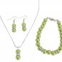 Olive Green Pearl Jewelry Necklace Earrings Bracelet Drop Pearl Pendant Set