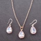Roe gold jewelry set,Dainty Bridal necklace,Rose Gold Wedding jewelry