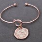Rose gold Pineapple bangle,Rose gold initial stacking bracelrt,rose gold jewelry