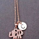 FRose Gold Elephant Necklace, Tiny Rose Gold Elephant Charm, Minimalist Necklace