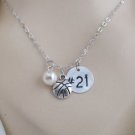 Basketball Necklace Team Gifts Basketball Initial Monogram Necklace Gift for Her