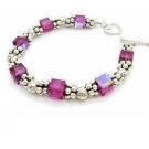 Prom Bridesmaid Bracelet Fuchsia Crystals 92.5 Clasp Bracelet gift Jewelry