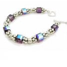 Bali Silver / Sterling Silver 925 Clasp Amethyst Crystal Prom / Bridal Bracelet
