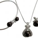 Dark Chocolate Brown Pearl Gorgeous Unique Jewelry Set  with Bracelet