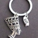 Queen Nefertiti Keychain, Nefertiti Charm Key Ring,bff best friend jewelry