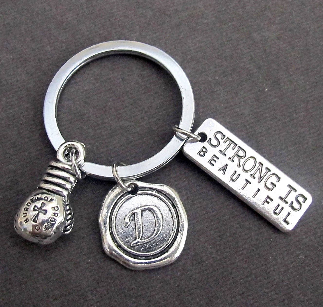 Strong is Beautiful Keychain, Boxing Glove Charm, Boxer's ...