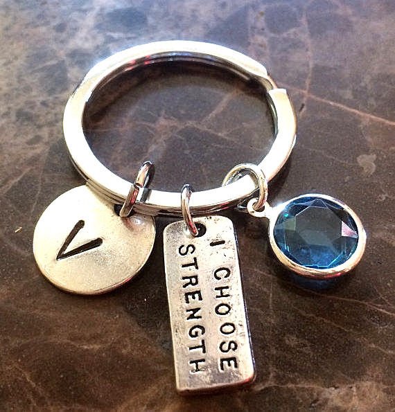 I Choose Strength KeyChain,Personalized I Choose Strength KeyRing,Be ...