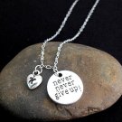 Never Give Up Personalized Initial Necklace,Children Jewelry,Teen Necklace