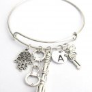 Handcuffs Expandable Bangle Hamsa Charms,Dr Who Jewelry Gun Bracelet