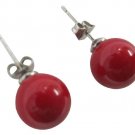 Oyster Pearl 10mm Stud Earrings in Red Color
