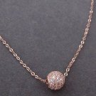 Rose Gold Necklace,Rose Gold Diamante Pave,Rose Gold Pave Ball Floating Necklace