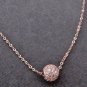 Rose Gold Necklace,Rose Gold Diamante Pave,Rose Gold Pave Ball Floating Necklace