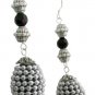 Kashmiri Oval Handmade Beaded Christmas Party Silver Jewelry Earrings