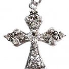 Shimmering Cross Pendant Silver Casting Pendant w/ Silver Chain Necklace