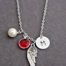 Silver Pewter Angel Wing Charm Memorial Necklace,Rememberance Necklace Jewelry