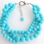3 Strand Trurquoise Pearl Twisted Bracelet Bridal Party Bridesmaid Jewelry gift