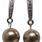 Swarovski Bronze Pearl Diamante Surgical Post Earrings