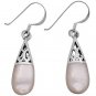 White Opal Inlay Teardrop Earrings Girl Friend Gift Beautiful Teardrop Earrings