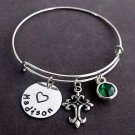 Personalized Cross Bangle Bracelet, Confirmation Gift,Communion Gift Jewelry
