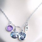 Baseball charm necklace initial Charm Baseball Mitt,Bassball,BirthStone Jewelry