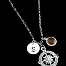 Compass Necklace,Compass Jewelry,Best friend gift-Personalized Initial Necklace