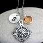 Compass Necklace,Compass Jewelry,Best friend gift-Personalized Initial Necklace