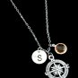 Compass Necklace,Compass Jewelry,Best friend gift-Personalized Initial Necklace